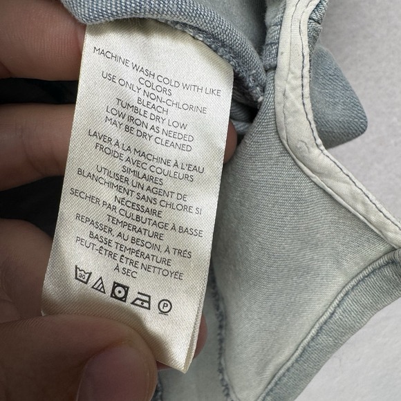 Free People Dress Womens 4 Amber Light Blue Mini Button Up Denim Long Sleeve - Picture 7 of 10